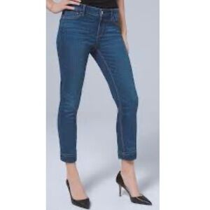 WHBM Slim Crop Mid Rise Cuffed Skinny Jeans Medium Wash Size 2 Denim Blue